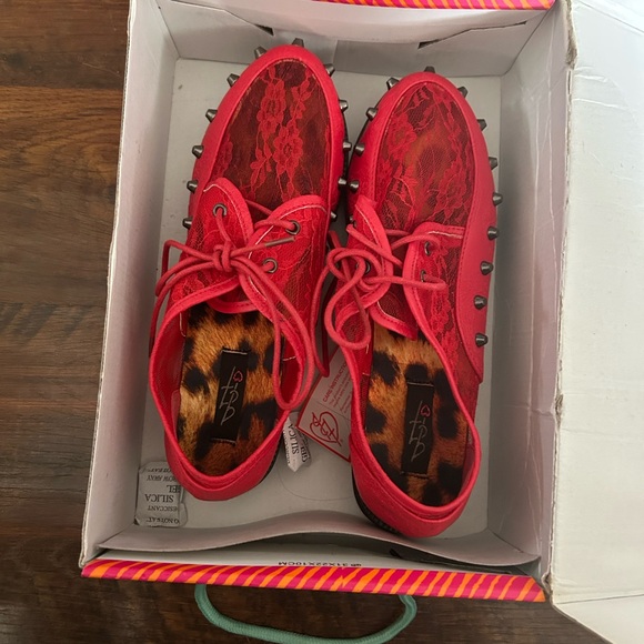 Iron Fist Shoes - Iron Fist Red Lace Spike-Trim Sneakers